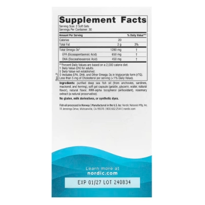 Omega Ultimate 1280mg, 60 Cápsulas Sabor Limão, Nordic Naturals