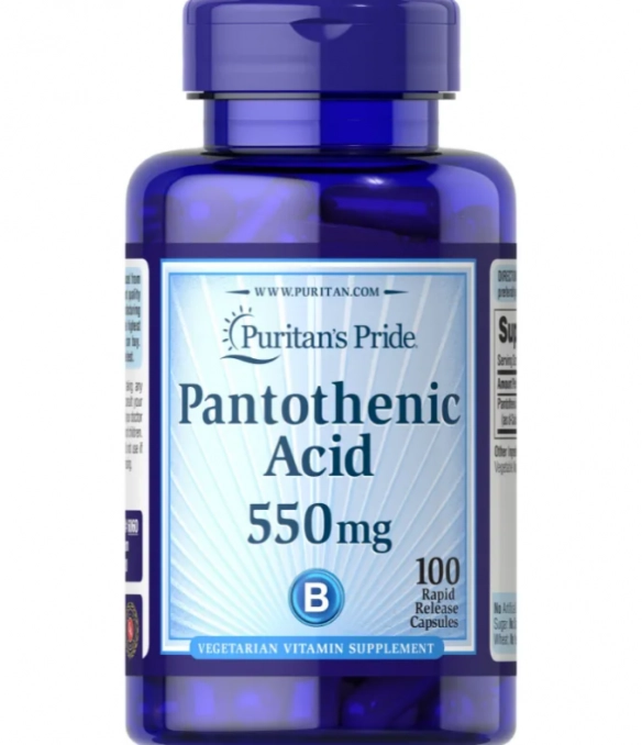 Pantothenic Acid, 500mg,100 Cápsulas de Liberação Rápida, Puritan's Pride
