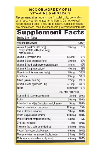 Multivitamínico Completo Alive! Energia Diária,  60 Comprimidos, Nature's Way