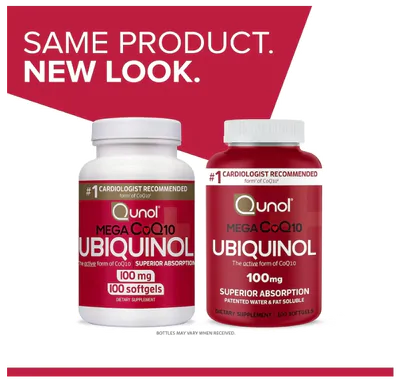 Mega Ubiquinol CoQ10, 100mg, Cápsulas Softgel, Qunol