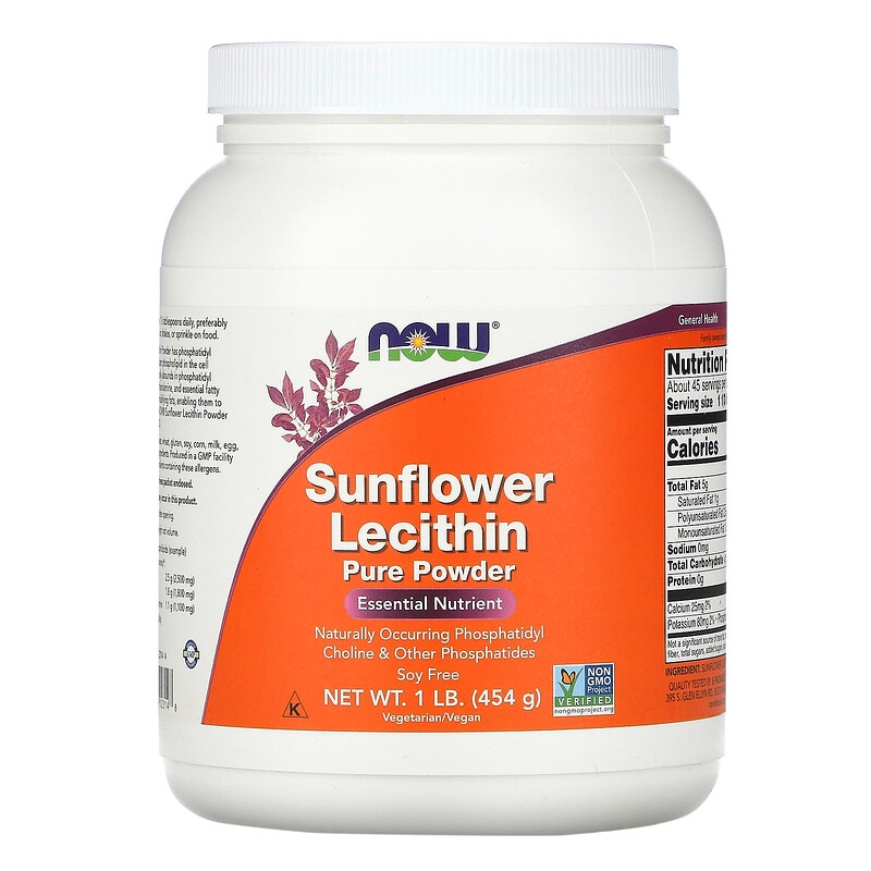 Lecitina de Girassol (Sunflower Lecithin) , Pó Puro, 454 g, Now