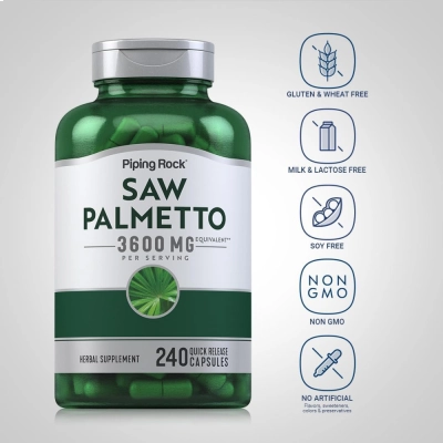 Saw Palmetto, 3600mg, 240 Cápsulas, PipingRock