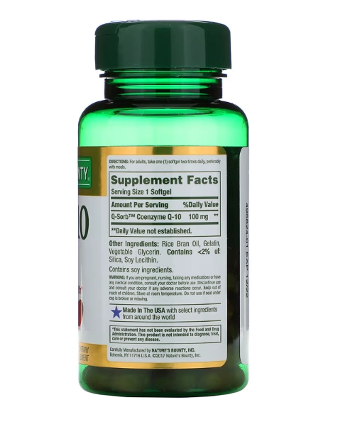 Coenzima CoQ10, 100 mg, 75 Cápsulas Liberação Rápida , Nature's Bounty