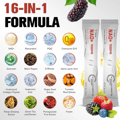 NAD+, 16 in 1, 1500mg, 30 Sachês Liquido, Totaria Health