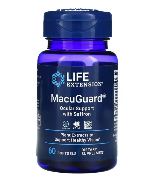 MacuGuard, Suporte Ocular com Açafrão, 60 Cápsulas, Life Extension