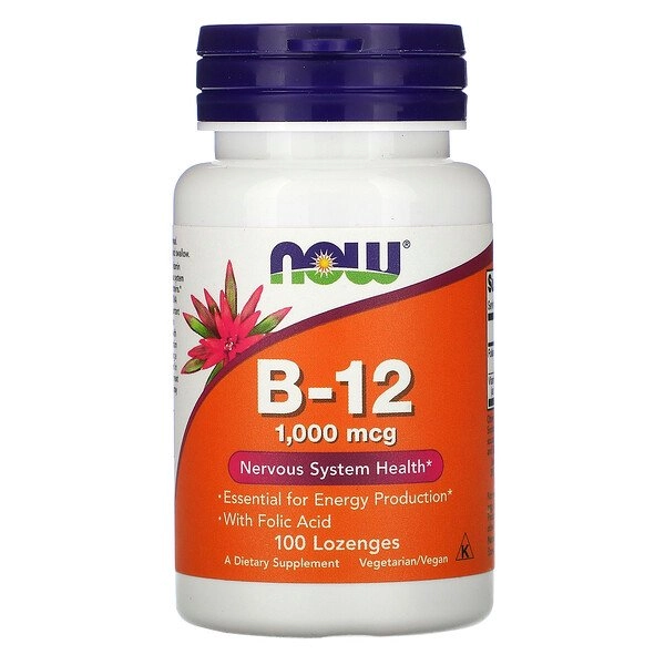 Vitamina B-12, 1.000 mcg, 100 Pastilhas, Now