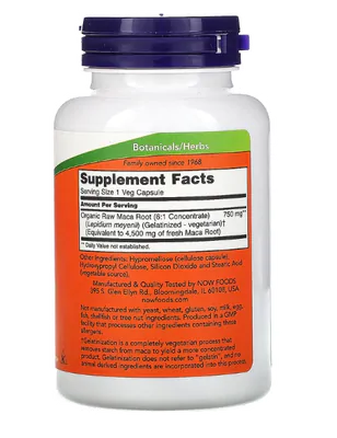 Maca, 750 mg, 30 Cápsulas, Now