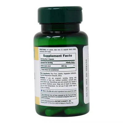 Ácido Alfa Lipóico, 200mg, 30 Cápsulas, Natures Bounty