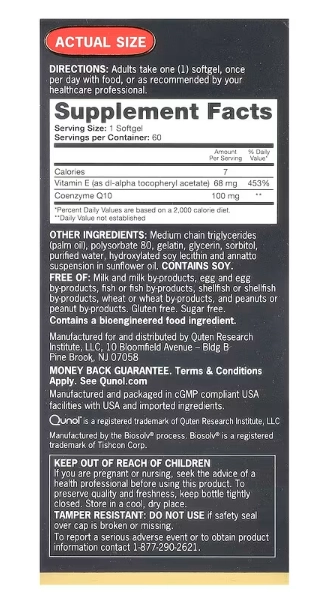 Ultra Coenzima CoQ10 100mg, 60 Cápsulas, Qunol