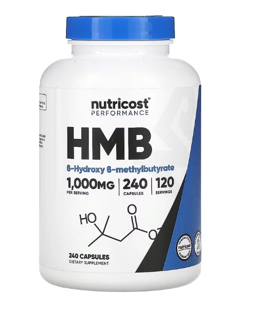 HMB, B-hidroxi-B-metilbutirato, 1000mg, 240 cápsulas, Nutricost