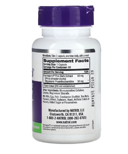 Pycnogenol, 50mg, 60 Cápsulas, Natrol