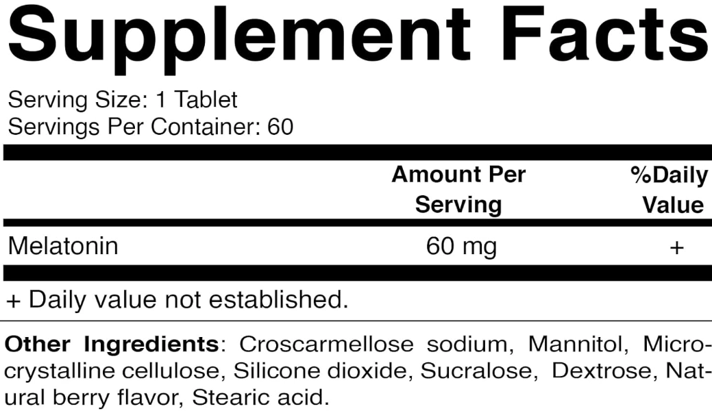Melatonina 60mg, 60 Comprimidos Sublingual, Sabor Frutas Vermelhas, Vitamatic