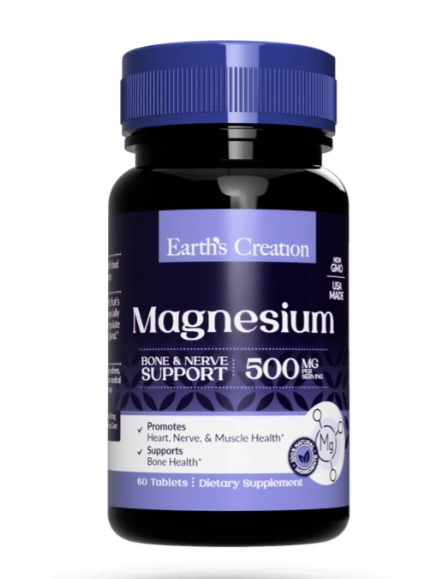 Magnésio, 500mg, 60 Tablets, Earth's Creation