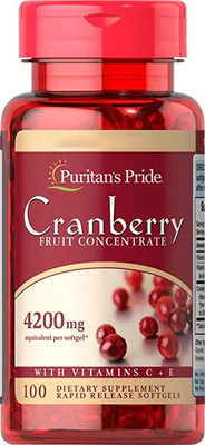 Cranberry, 4200mg, com vitamina C e E, 100 cápsulas, Puritan's Pride