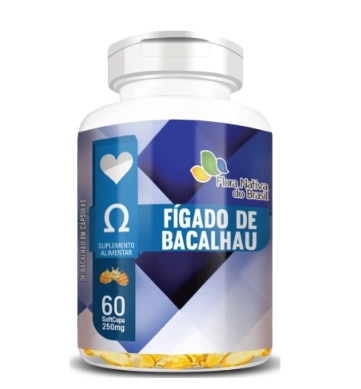 Óleo de Fígado de Bacalhau, 250 mg, 60 Cápsulas, Flora Nativa