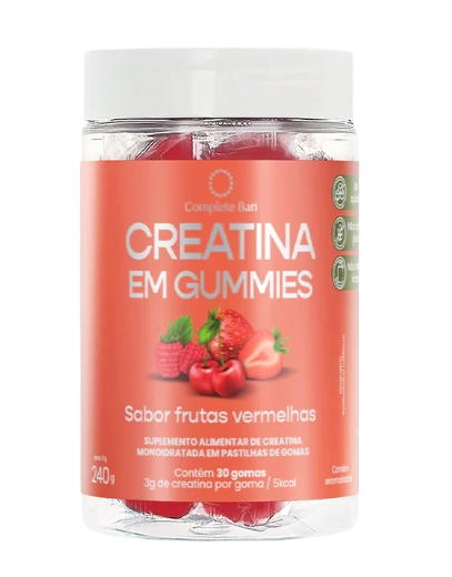 Creatina em Gummies, 30 Gomas Sabor Frutas Vermelhas, Complete Bari