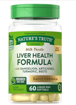 Liver Health Formula, com dente de leão, alcachofra, cúrcuma, 60 cápsulas, Nature's Truth