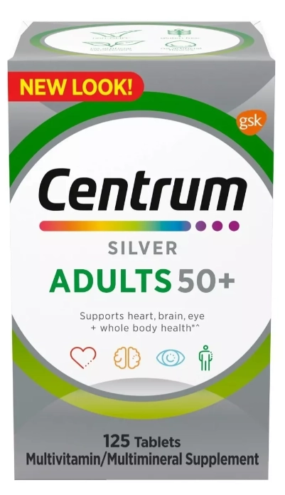 Centrum Silver Adults 50+, 125 Comprimidos, Importado