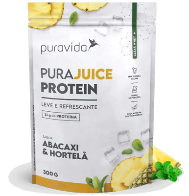 PuraJuice Protein, Sabor Abacaxi com Hortelã, 300g, PuraVida