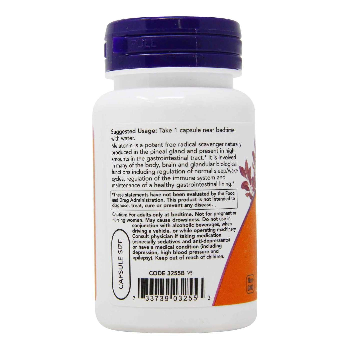 Melatonina, 3mg, 60 cápsulas, Now