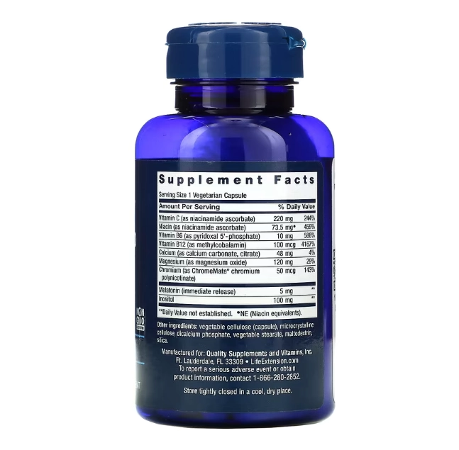 Melatonina 5mg, Quiet Sleep, 60 Cápsulas, Life Extension