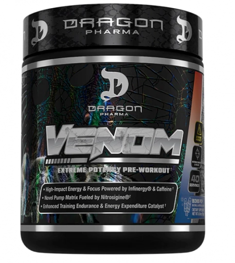 Pré-Treino Venom, 196g, Sabor Bomb Pop, Dragon Pharma