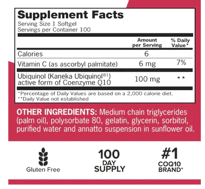Mega Ubiquinol CoQ10, 100mg, Cápsulas Softgel, Qunol