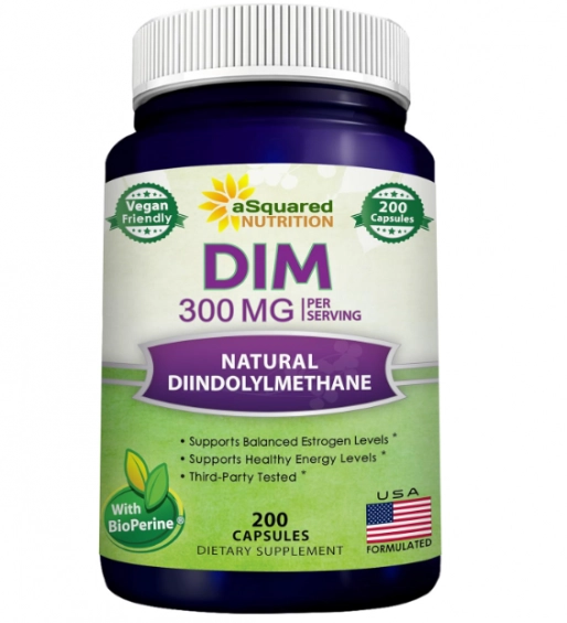 DIM 300mg Com BioPerine, 200 Cápsulas, aSquared Nutrition