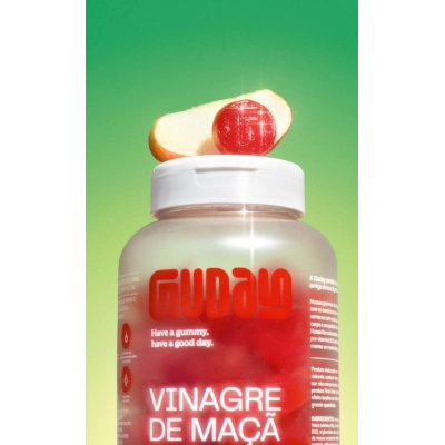 Vinagre de Maçã com Vitamina B12, 60 Gomas Sabor Maçã, Guday