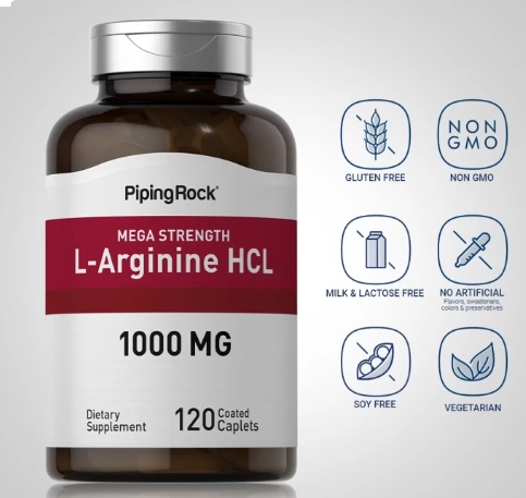 L-Arginina HCL 1000mg, 120 Cápsulas, PipingRock