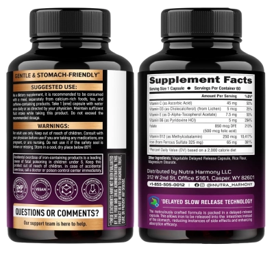 Ferro de Alta Potência, 65mg, Liberação Lenta, 60  Cápsulas, Nutra Harmony