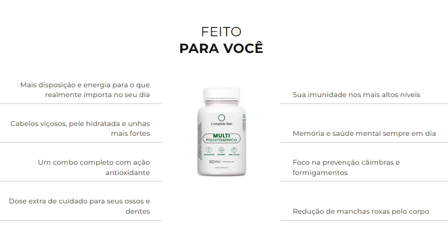 Multivitamínico Complete, 90 Cápsulas, Complete Bari