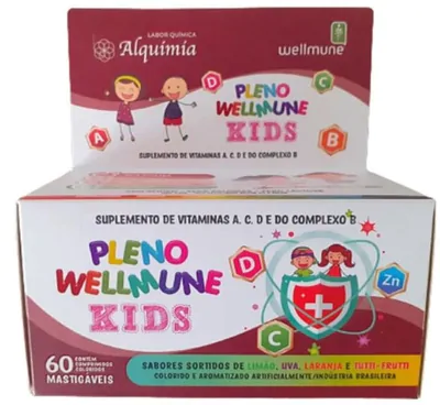 Suplemento Infantil Pleno Wellmune Kids, 60 Comprimidos Mastigáveis, Alquimia