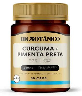 Cúrcuma + Pimenta Preta, 520mg, 60 cápsulas, Dr. Botanico