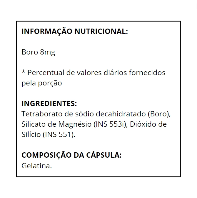 Boro Decahidratado, 8mg, 60 Cápsulas