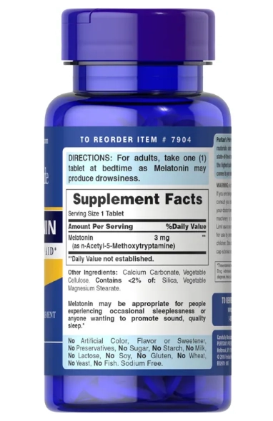 Melatonina 3mg, 240 Comprimidos, Puritan's Pride