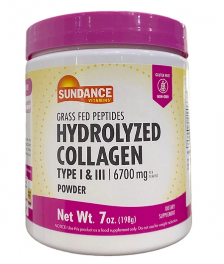 Colágeno Hidrolisado Tipo I e II, 6700mg, 198g, Sundance