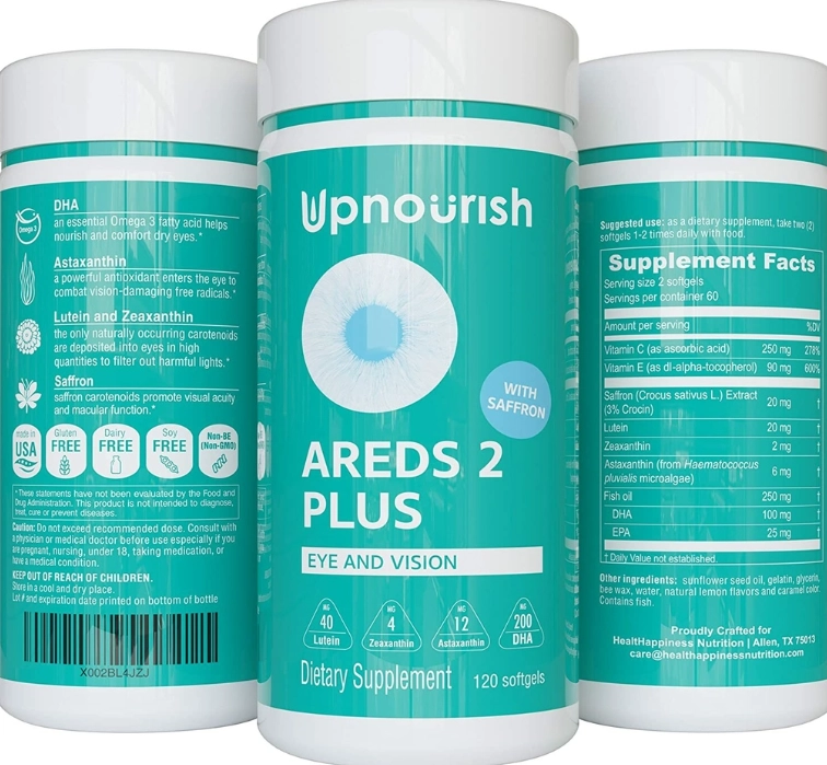 Areds 2 Plus, Vitaminas para os Olhos Senior, Alívio da Cansaço Ocular e Saúde Ocular, 120 Cápsulas, UpNourish