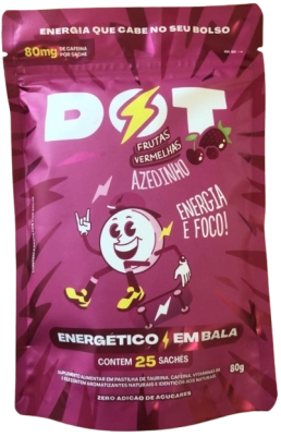 DOT Azedinho, Energético em Bala, Sabor Frutas Vermelhas, 25 Sachês