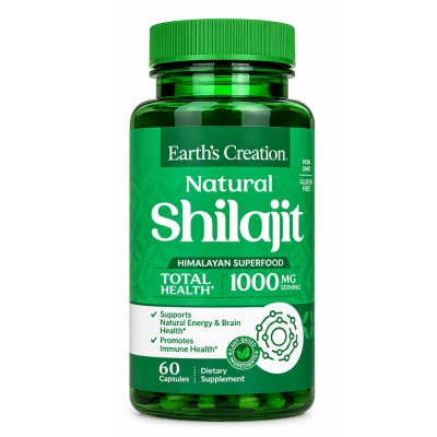 Shilajit Himalaio com Complexo de Ácido Fúlvico 1000mg, 60 Cápsulas, Earth´s Creation