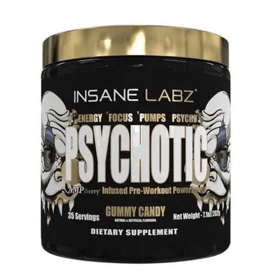Pré-Treino, Psychotic Gold, Sabor Gummy Candy, 202g, Insane Labz