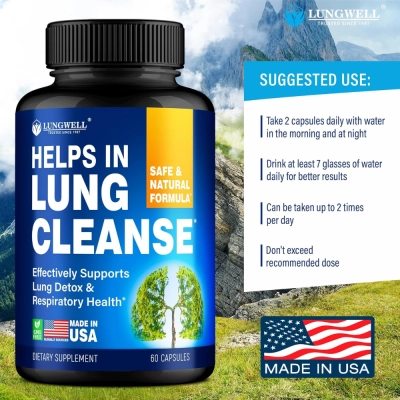 Helps In Lung Cleanse, Auxílio para Parar de Fumar | Limpeza Pulmonar com Verbasco e L-Triptofano, 60 Cápsulas - Lungwell