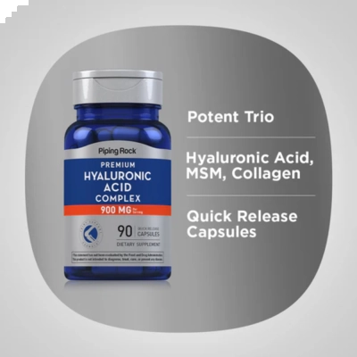 Ácido Hialurônico Complex, 900mg, 90 Cápsulas, PipingRock