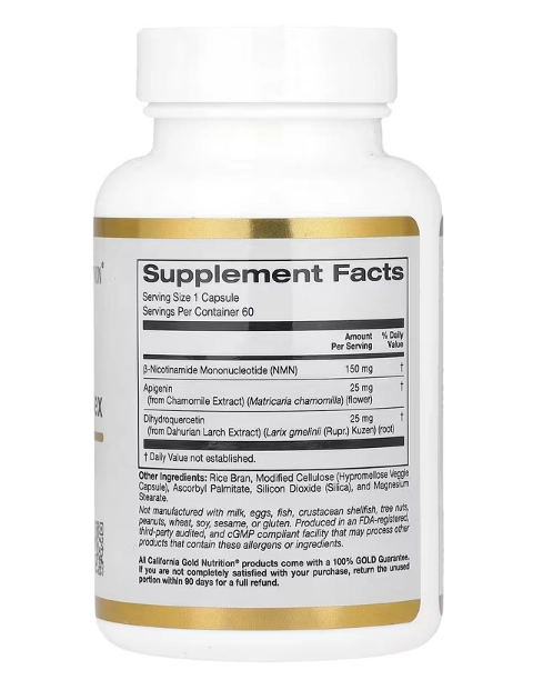 NMN e Complexo de Flavonoides com Apigenina e Quercetina, 60 Cápsulas, California Gold Nutrition