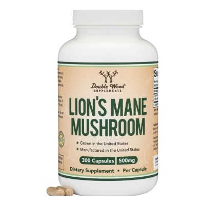 Lion's Mane, 1000mg, Memória, Foco e Saúde Cognitiva, 300 Cápsulas, Double Wood