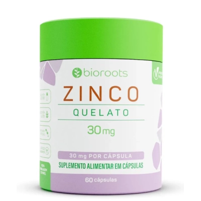 Zinco Quelato 30mg, 60 Cápsulas, Bioroots 