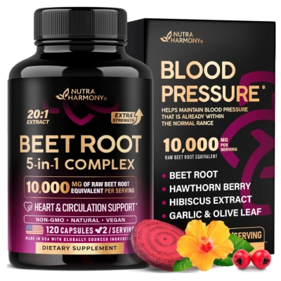 Blood Pressure Support, Beet Root 5 em 1, 120 Cápsulas, Nutra Harmony
