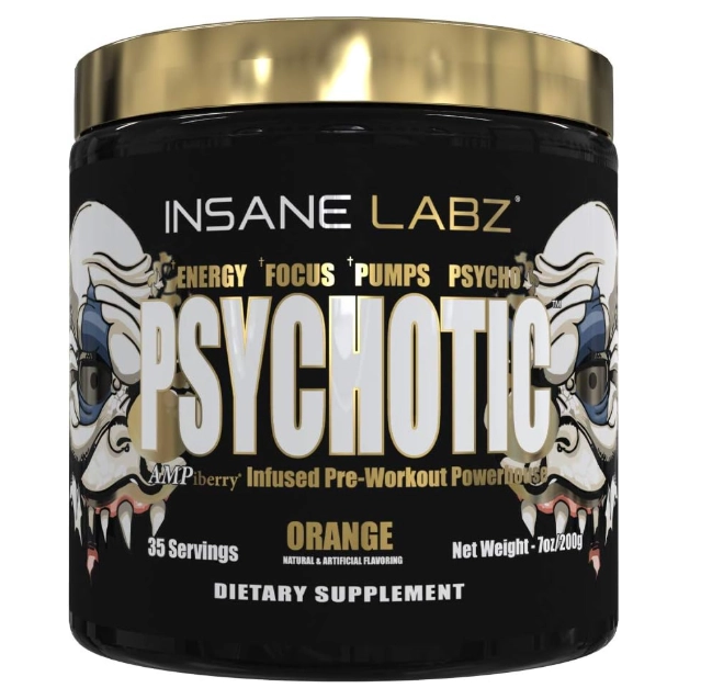 Pre Treino Psychotic Gold, Sabor Laranja, 200g, Insane Labz