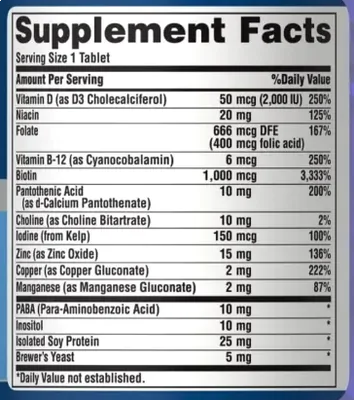 Multivitamínico Capilar, 60 Comprimidos, Puritan's Pride