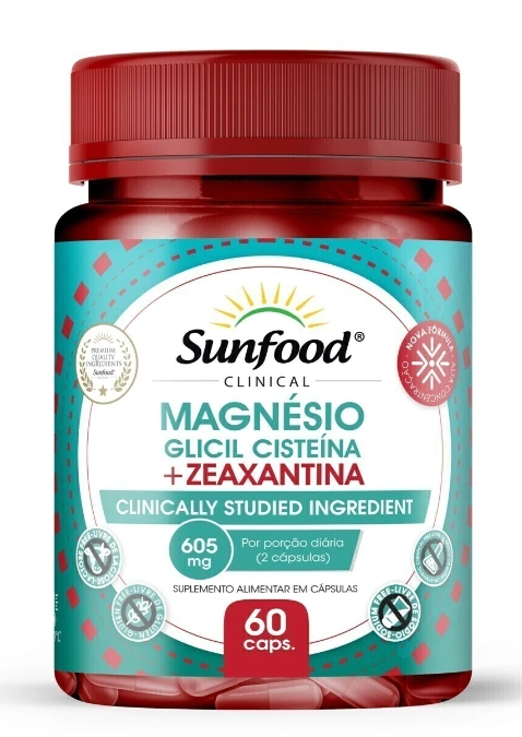 Magnésio Glicil Cisteína + Zeaxantina, 60 Cápsulas, Sunfood